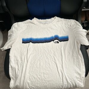 The North Face White Tee with Blue Stripes